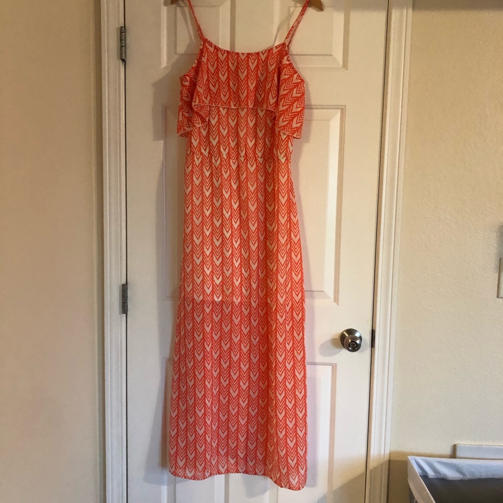 Pink + White Chevron Maxi Dress with Slip